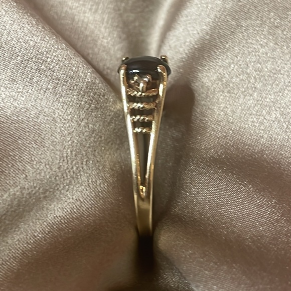 Vintage Solid 14k Natural Black Star Sapphire and Diamond Ring Sz 7.25 - Picture 7 of 7
